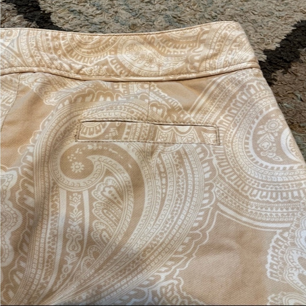 Ann Taylor Paisley Print Straight Ankle Pants Beige White… - Picture 6 of 9